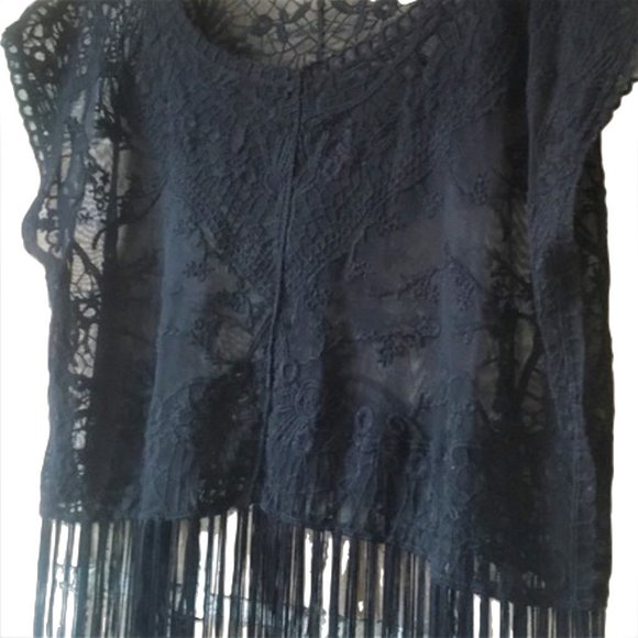 Lace Crop Top with Fringe by Poof! Apparel - Picture 4 of 5